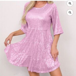 $49 NWOT Sparkly Glitter Dress, Sequin Babydoll Dress Swift Flowy Tiered XXL